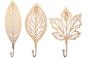 Keleily Decorative Hook,3Pcs Coat Adhesive Hooks Leaves Cast Iron Decorative Wall Hooks Curtain TieBacks Wall Hooks for Hanging Keys Towels Coat in Bathroom Kitchen Decorative