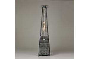 GASDEPOT REALGLOW Real Flame Outdoor Pyramid Patio Heater in Grey Rattan - 13KW Propane Gas Standing Floor Heater for Outdoors & Gardens - Outside Space Heating for Decking, Home Garden & Gazebo