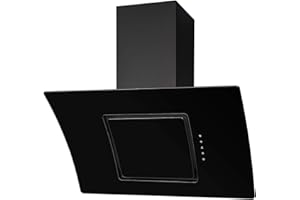 SIA 90cm Touch Control Black Angled Curved Glass Cooker Hood Kitchen Extractor
