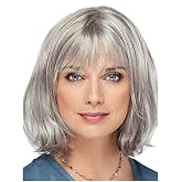Vipfoni Gray Color Old Short Hair Short Wig Gray Aunt Wig