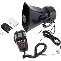 Ymiko Sirena Di Sicurezza 12V 100W 125dB – Megafono Con 5 Suoni, Allarme Emergenza Antincendio Per Auto, Moto, Camper E Barche