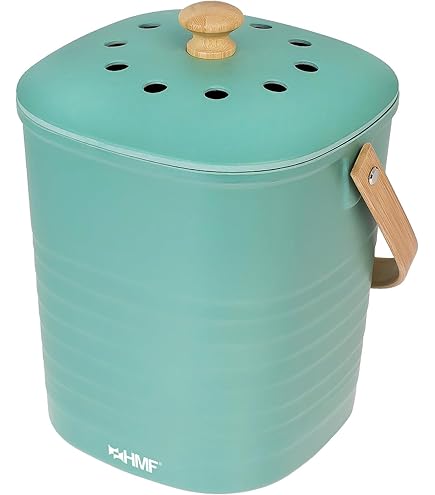 HMF Sustainable Organic Waste Bin Kitchen, Odor-proof Compost Bucket with Lid, 6 Litres, Beige