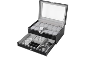 SHINOSKE Scatola Porta Orologi Porta Bracciali in pelle PU per 12 orologi con chiave