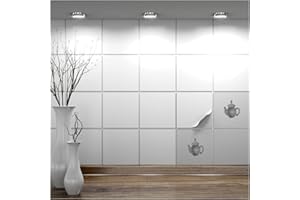 FoLIESEN Tile Stickers, 15 x 15 cm, Self-Adhesive Tile Film for Bathroom and Kitchen, Removable Adhesive Film for Wall Tiles, Kitchen Backsplashes and Borders, 20 Adhesive Tiles, Glossy White