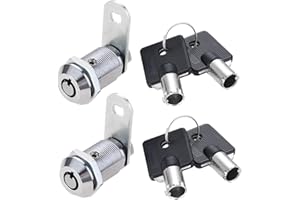 2Pack Tubular Cam Locks, Dreld 1-1/8 Inch Pool Table Cylinder Safe Lock with 4 Keys for Mailbox, Drawer, Cabinet, RV, Vending Machine, Fruit Machine, Electronic Box, ATM (27mm, Keyed Alike)