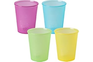 Dentistar Drinking Cups for Kids and Toddlers - 4 x 180ml - Shatterproof and Reusable Plastic Stackable Cups for Kids - 4 Colours - Dishwasher Safe - BPA-Free