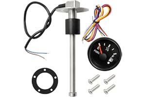 Hoypeyfiy 175mm Kraftstoffstandsanzeige mit Kraftstoffstandssensor, 0-190 Ohm rote Hintergrundbeleuchtung Tankuhr mit Wasserstandssensor Kraftstoffsensor, für Auto Boot