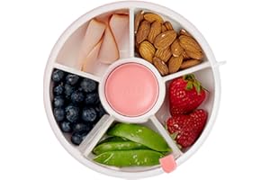 GoBe Kids Snack Spinner Bundle with Hand Strap and Sticker Sheet - Reusable Snack Container with 5 Compartment Dispenser and Lid | BPA and PVC Free | Dishwasher Safe | No Spill, Leakproof