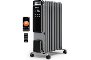 Radiateur à bain d'huile Pro Breeze 2500 W à 11 ailettes, chauffage électrique intelligent - Radiateur à bain d'huile écoénergétique, 3 niveaux de chauffage, thermostat réglable, Wi-Fi, minuterie 24 h