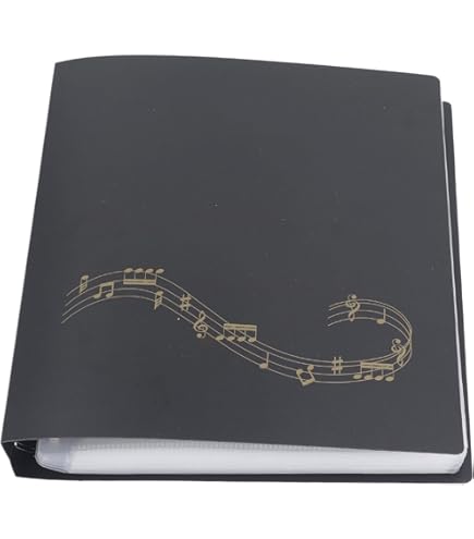 Roosea Muziekmap A4 muziekmap voor bladmuziek bladmuziek map map zwart ringband muziek blad folder transparante hoezen kunststof registermappen voor muziekbladen piano gitaar viool