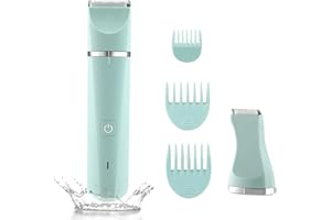 RAXMETRY Electric Bikini Trimmer Women Lady Shaver for Women Body Hair Trimmer Bikini Legs Pubic Hair Trimmer for Womens, Ceramic Blades IPX7 Washable Head,Wet and Dry Use,Green