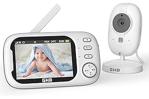 GHB Babyphone mit Kamera 3,5 Zoll Video Baby Monitor mit VOX Modus Nachtsicht Gegensprechfunktion Schlaflieder
