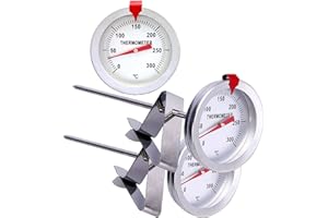 INRIGOROUS 2pcs 200mm Stainless Steel Deep Frying Thermometer with Metal Retaining Clip for Cooking Oil Deep Frying Fry BBQ Grill