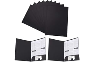 WUUOOEI Carpeta Papel A4 con Bolsillos, 12 Pcs Carpeta Archivos A4, Carpetas de Carton para Documentos, Carpetas Presentacion Trabajo, Carpetas Negras A4 con Ranuras para Tarjetas, para Oficina, Hogar, Clase