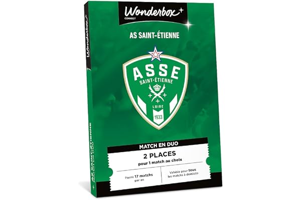 Wonderbox Connect - Coffret Cadeau - AS Saint-Etienne Classic - 2 Places pour 1 Match au Choix - Parmi 17 matchs par an, valable pour Tous Les matchs à Domicile - Validité 27 Mois