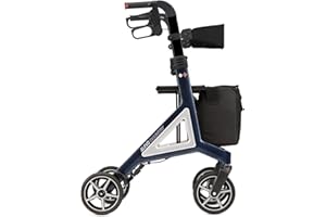 Bischoff & Bischoff Alevo Country Rollator, faltbar – Gelände-Rollator für drinnen und draußen, Gehwagen mit Profil-Bereifung und abnehmbarer Tasche, Sitzhöhe 58,5cm, Nacht-Blau
