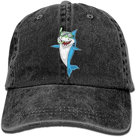 Shark Snorkel Casual Denim Baseball Cap Peaked Cap Hat Adjustable Sport Trucker Cap for Men Women Unisex One Size