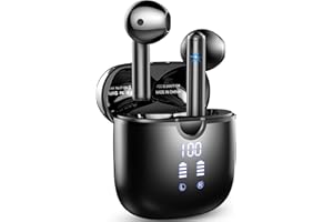 HOSGUBO Auriculares Inalambricos Bluetooth, Auriculares Bluetooth 5.3 con 4 HD Mic, 40H Ccascos Inalambricos Bluetooth HiFi Estéreo, Doble Pantalla LED, IP7 Impermeable Audifonos Inalambricos, Control Táctil.