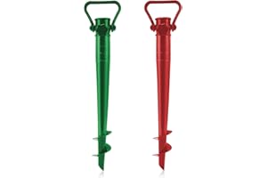 GESAR ART IN PROGRESS Gesar Lot de 2 tarières pour parasol de plage – Piquet pour parasol – Base de parasol de plage – Accessoires de plage – Embout parasol – Piquets de plage (Vert – Rouge)