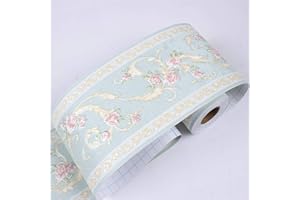 GOUIERYLIN Cenefas adhesivas para paredes baño cocina protector pared antisalpicaduras cocina molduras decorativas para pared Flor verde 10.6cm X 500CM