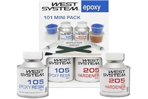 WEST SYSTEM 101 Epoxy Mini Pack - 105 Resin (250g) & 205 Hardener (50g) - Clear Resin & Hardener for Wood, Metal & Fibreglass Repairs - Marine Grade Epoxy for Woodwork, Repair and DIY