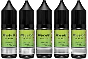 GENERIC ELUX Legend NicSalt | 2 0mg | 5 x 10 m l | No Nicotine | Clean Puffs | Aromatic Clouds | Smooth Inhale | Pack of 5 (Size - 20) (Lemon and Lime)