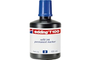 edding T 100 Recharge d'encre marqueurs permanents - bleu - 100 ml - système de compte-gouttes, pour recharger rapidement presque tous les marqueurs permanents edding