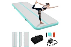 IBATMS Air Track Ginnastica Artistica 3/4/5/6 Metri 10/20cm Spessore – Tappeto Ginnastica Artistica da Casa con Pompa Elettrica, Tappetino Gonfiabile per Allenamento, Yoga, Cheerleading, Fitness