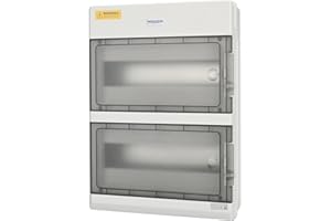 Mollom Caja de Distribución de Energía de 24 Vías con Barras Colectoras y Riel DIN para Interruptor Automático en Miniatura MCB, Impermeable IP66. Disponible para Uso Interior y Exterior