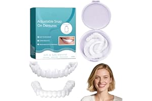 CROWNLITE 2 Pairs Instant False Teeth,Temporary Snap on Veneers Teeth Top and Bottom Set, Clip in Veneers Kit Comfortable Dentures for Men and Women with Bad Teeth,Tooth Repair Kit, Make You Instant Smile