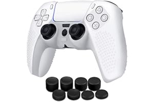 TNP PRODUCTS TNP Funda para mando PS5 de silicona, Funda de mando para PS5 con 8 agarres, Carcasa para controlador PS5 antideslizante, Accesorio protector para Play Station 5, Blanco