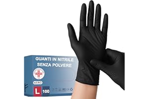 STONE&STONE S&S-Medical Guanti in Nitrile Neri Senza Polvere monouso Resistenti Ipoallergenici Senza Lattice Dispositivo Medico | Uso Professionale Alimentare Medic Alimentare Tatuatori Chef | S M L XL (100, L)