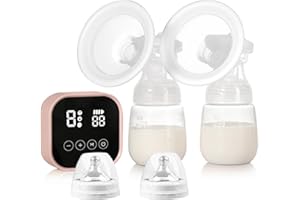 Bizcasa Tire Lait Electrique, 4 Modes et 9 Niveaux, Rechargeable, avec Ecran LCD, Électrique Double Allaitement Maternel Sans Douleur, Forte Puissance d'Aspiration, Sans BPA (Rose)