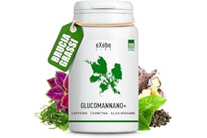Brucia Grassi Potenti Veloci 120 Capsule Alga Wakame Carnitina Caffè e Tè Verde Keto Drenante Dimagrante Forte Veloce Donna Uomo Integratore con Glucomannano Exebe Line