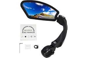 MUUWUU 1 Pièce Carré gauche, Miroir arrière de miroir de vélo, Miroir en acier inoxydable HD, Miroir de vélo pour guidon 21-26mm, Vélos de sport,Scooter