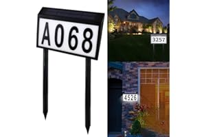 Deluisho Hausnummer Solar, Solar Hausnummernleuchte Hausnummer Beleuchtet Wandmontierte Straßenschildleuchten für Den Außenbereich LED-Nummern-Adressanzeigen, Hausnummer Frei Definieren