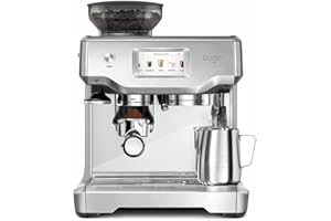 Sage - The Barista Touch -Cafetera Profesional con Pantalla Táctil, Molinillo Incorporado y Espumador de Leche -Prensador Extraíble, 5 Preajustes - Máquina de Café Espress - Acero Inoxidable Cepillado