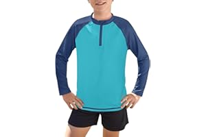 BesserBay Chłopięcy kostium kąpielowy SPF 50+ długie rękawy Rash Guard koszulka do pływania UV 110-150