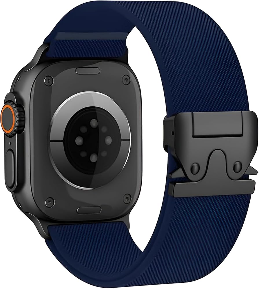Minesk Apple Watch ile Uyumlu Elastik Spor Bileklik 49mm 46mm 45mm 44mm 42mm için Ayarlanabilir Paraşüt Tokalı Naylon Kumaş Kordon Kayış