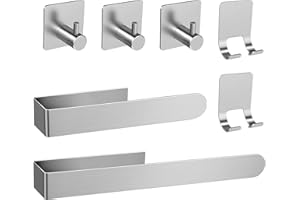 AIKER Porta Asciugamani Bagno,Set di Accessori, Adesivo 7PCS,Acciaio Inossidabile 304 Ispessito di Alta Qualità Per Mobili o arredo a Parete