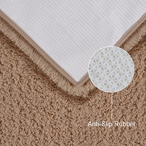 Lifewit Badematte Weiche Badevorleger Mikrofaser Badeteppich Rutschfest Antibakteriell Gummi Teppich 80x120cm Khaki - 6
