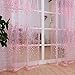 1M*2M Romantic Curtains Voile Tulle Flower Door Valances Panel Window Balcony for Home Decor (Pink)