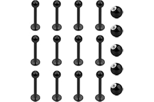 Gojewen 12pcs Lip Studs Labret Bars Stainless Steel 6-12mm Silver Gold Black Helix Tragus Stud Piercing Jewellery