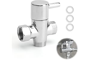 HENGBIRD Vanne 3 Voies Douche G1/2 en Laiton Chromé Raccord T avec 3 Joints d’Étanchéité, Adaptateur Robinet Universel pour Douche Solaire, Salle de Bain ou Jardin