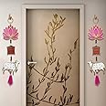 GIFT JAIPUR 3 Tier Set of 2 Pink Lotus Cow pichwai shubh labh Wall Door Hanging Gift Decorative Showpiece for Diwali Ganesh Chaturthi Pooja Home Decor Temple Marriage Wedding Stage Decoration