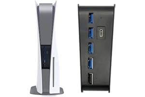 Ankey USB Hub for PS5, 5 Port USB High-Speed Expansion Hub Splitter Charger Extender Compatible with PS5 Playstation 5 Console, 4 USB + 1 Type C Port + 1 USB Charging Port