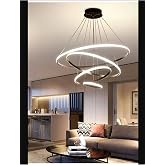 Lambadar D&ouml;rtl&uuml; Halka Model Sarkıt Modern Led Beyaz Işık Ultra Power Led Avize Salon Mutfak Oda Ledli Avize Siyah Tek Ebat 00