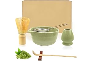 ADDLIVE Matcha-Set, 6 Stück Matcha-Rührer, Matcha-Rührer-Set, Keramik-Matcha-Set inklusive Matcha-Schüssel mit Ausgießer, Matcha-Rührer-Ständer und löffel, bestes Geschenk für Ihre Lieben