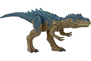 Mattel Jurassic World Alosaurio, Dinosaurio de juguete, figura de acción con ataque devorador y sonidos de rugidos continuos, además de púas de defensa mejoradas que se activan con un botón, HRX50