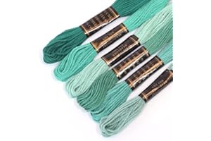 CRAFT&CO 100% Cotton Embroidery Thread Floss Bundle, Pack of 6 in Shades of Sea Green (Other Shades Available). Ideal for Cross Stitch, Embroidery, Friendship Bracelets & Children's Crafts